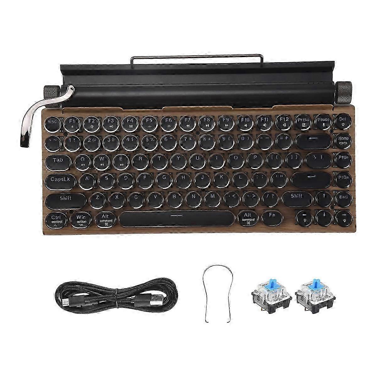 Retro Typewriter Keyboard Wireless Bluetooth Mechanical Keyboards 83 Keys Computer Keyboard for Lapt