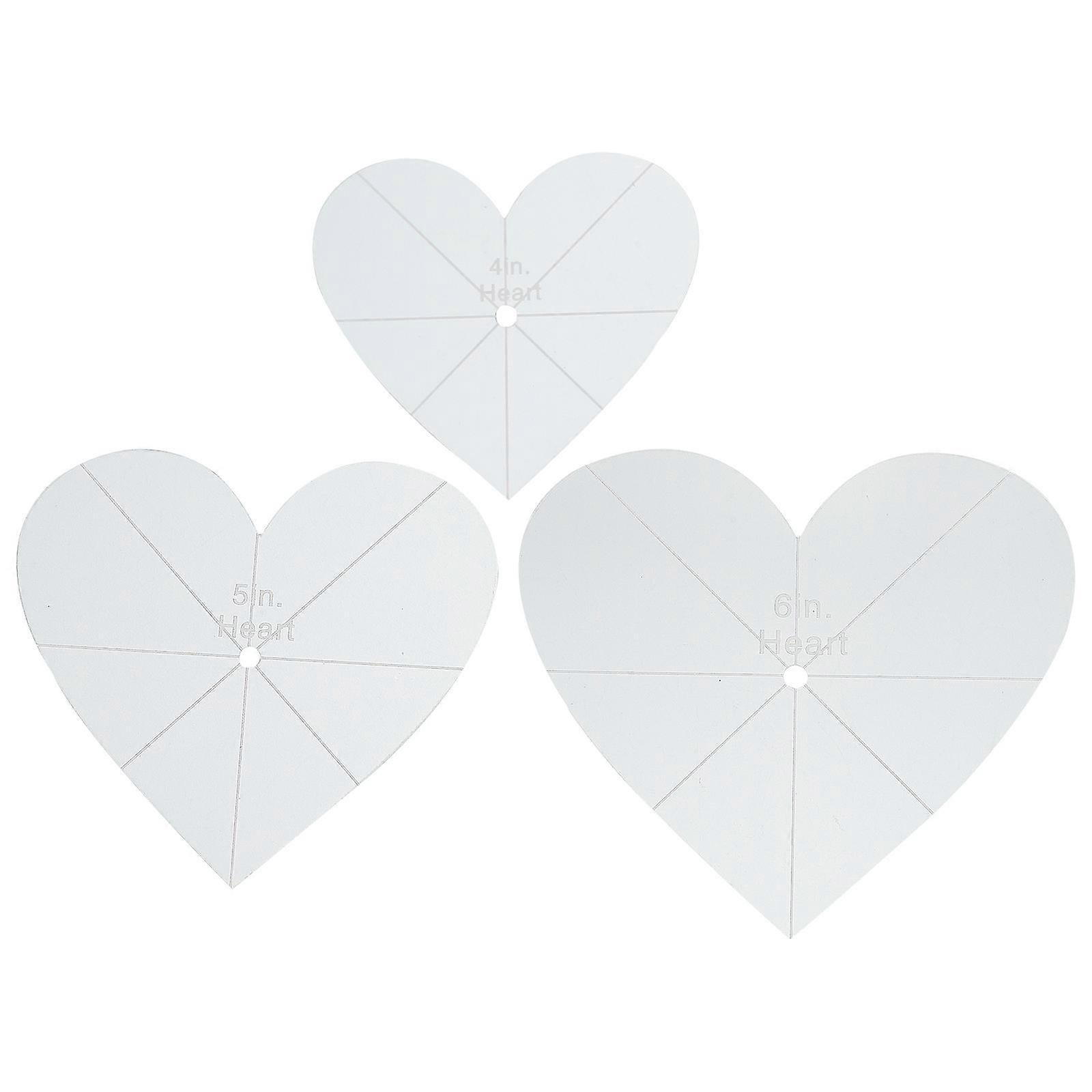3Pcs Acrylic Patchwork Rulers for Professional Stitching with Simple Heart Shape Ruler