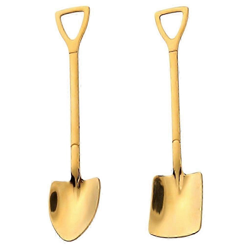 2pcs/Set Practical Stainless Steel Spoon Dessert Spoon Mixing Spoon Coffee Spoon