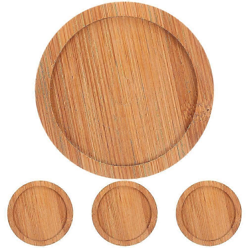 4pcs Bamboo Coaster Round Bamboo Coaster Drink Small Bamboo Saucers for Home