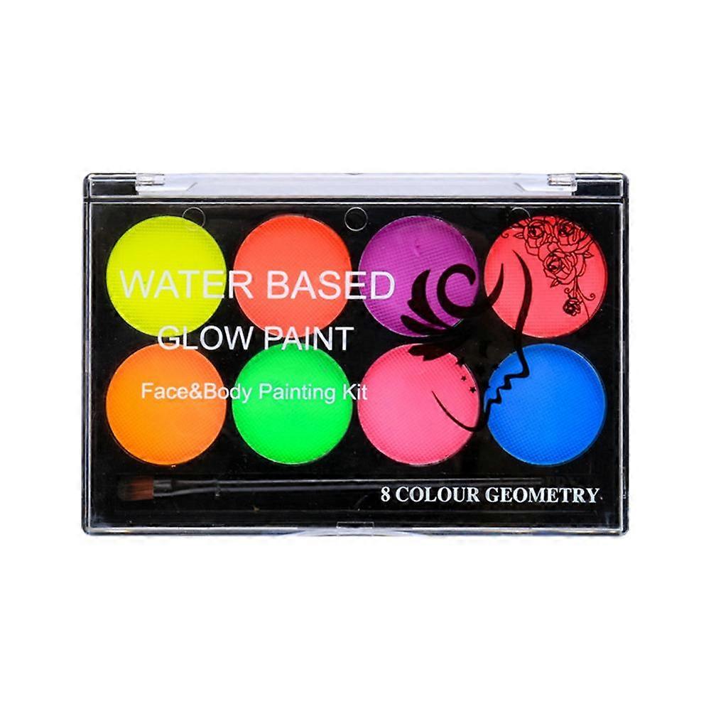 Fluorescent Face Paint, 8-Color UV Water-Soluble Quick-Dry Body Paint for Party Makeup, 1 Set