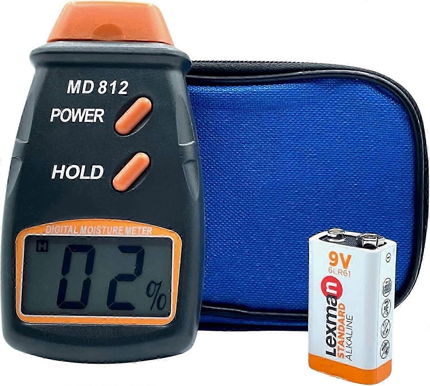 Portable Digital Moisture Meter with HD LCD Display, Moisture Tester Including Instructions, Storage Bag, and Battery, Ideal for Wood and Wa