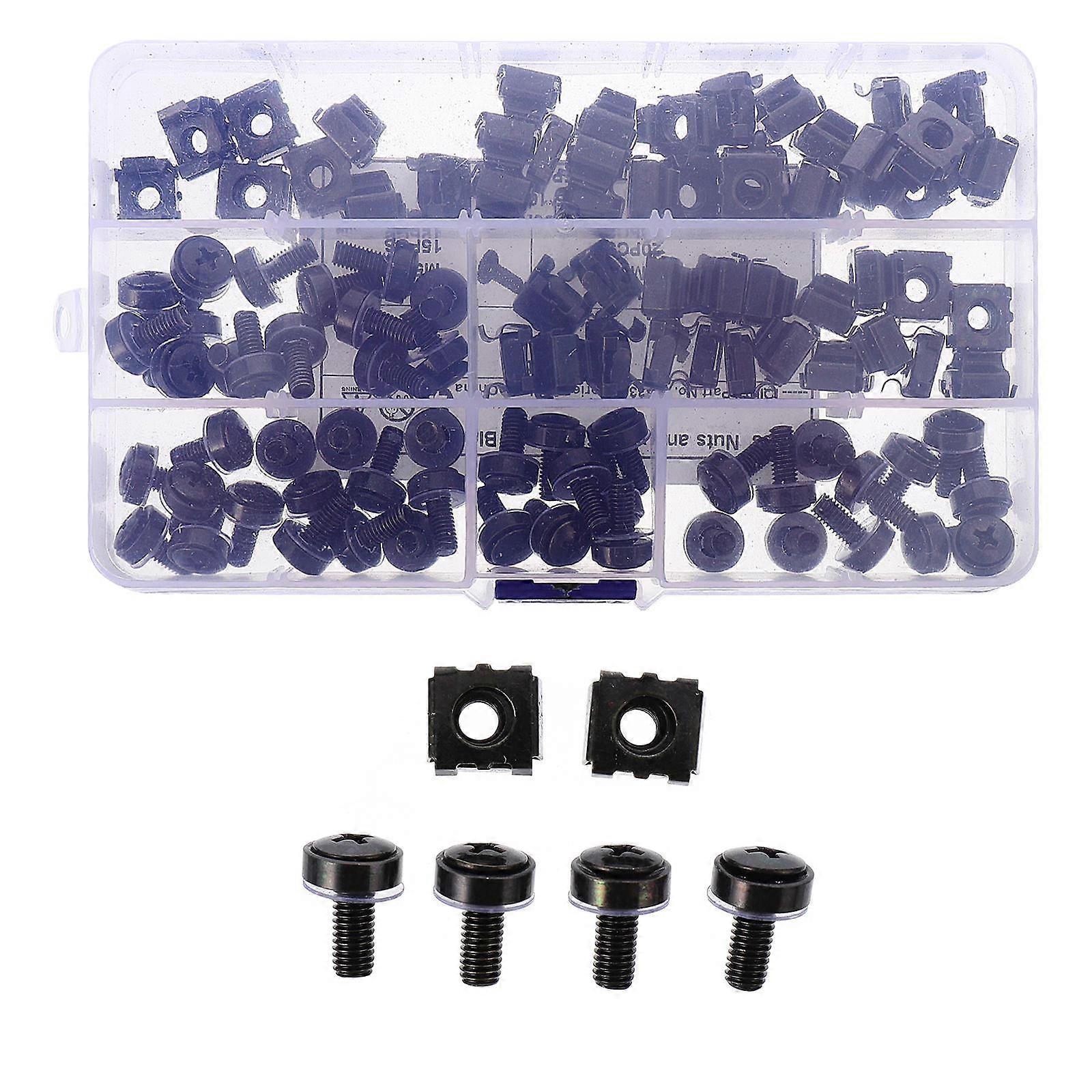 50pcs Square Cage Nuts with Screws Rack Mount Hardware Kit for Server Cabinets, Enclosures, and Device Shelves – Corrosion Resistant