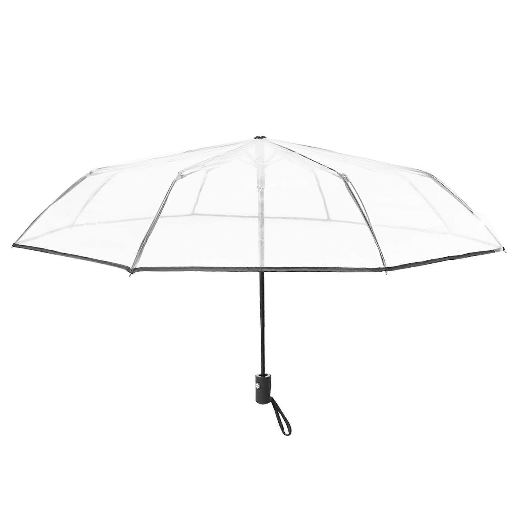 Transparent Umbrella Automatic Umbrella Folding,Transparent + black border