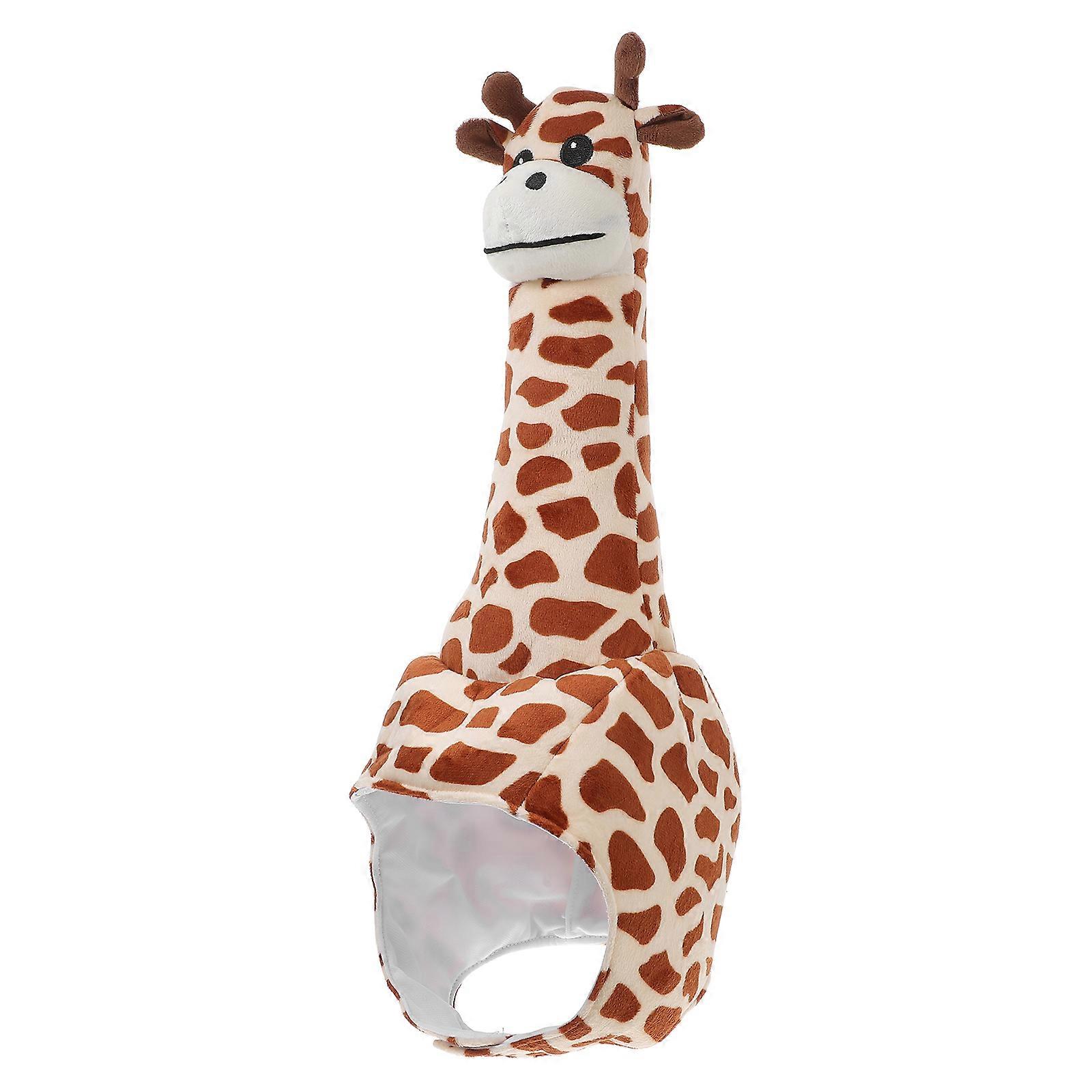 Plush Giraffe Headwear Hat for Adults – Bright Colors, Soft Material, Animal Theme Party Accessory for Carnival, Birthday Costume, and Photo Props