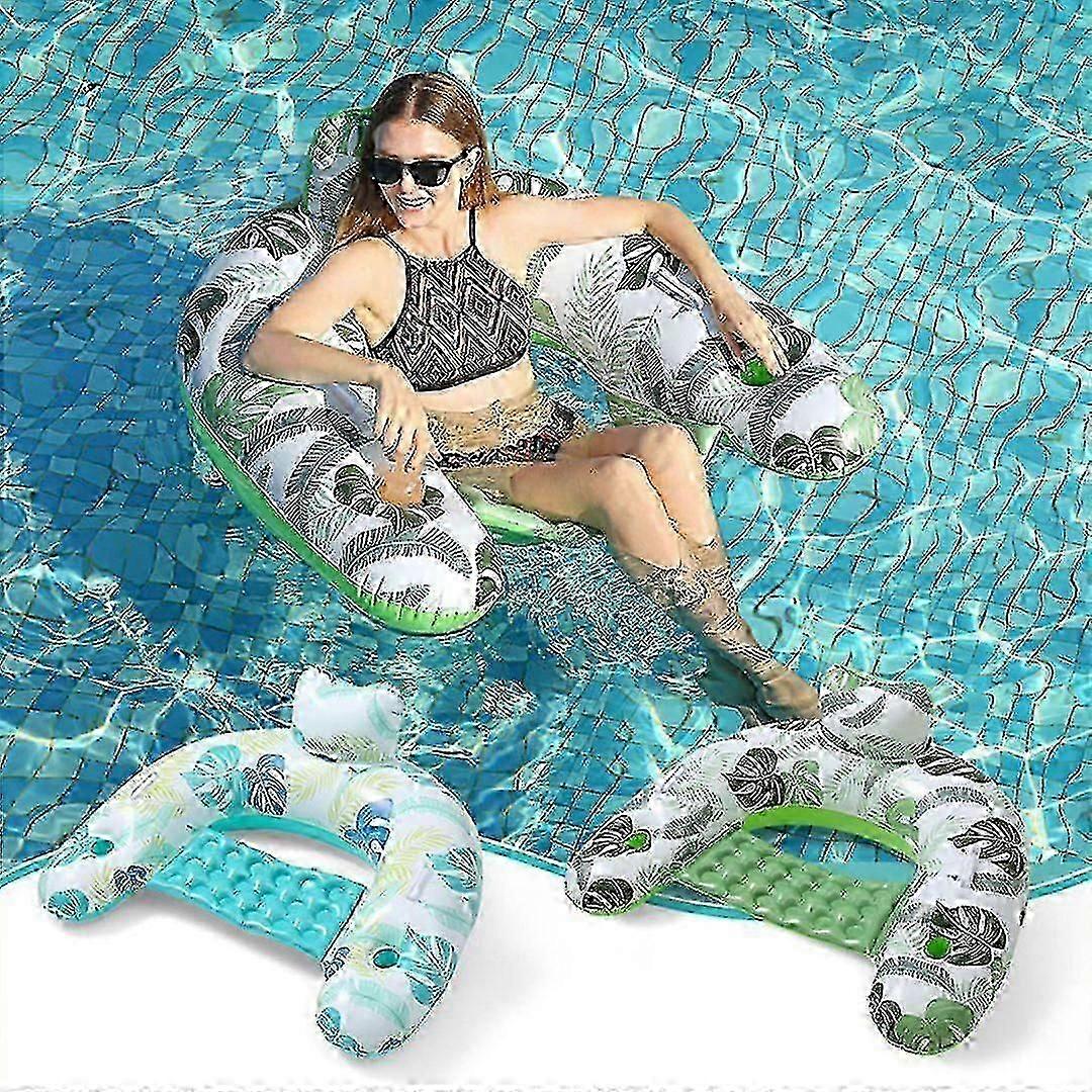 Inflatable Pool Float Lounger, Comfortable Sling Seat, Back Rest, Cup Holder, Dry Cover Floatie Pool Party Beach Lake Durable