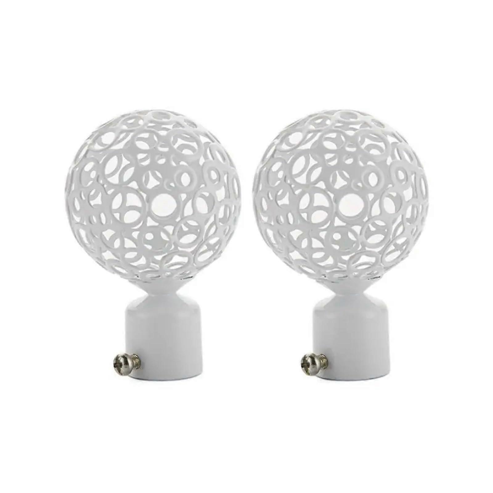 End Pieces for Curtain Rods 22/28 mm Hollow Out Iron Curtain Accessories White Curtain Rod End Caps 22 mm Model B