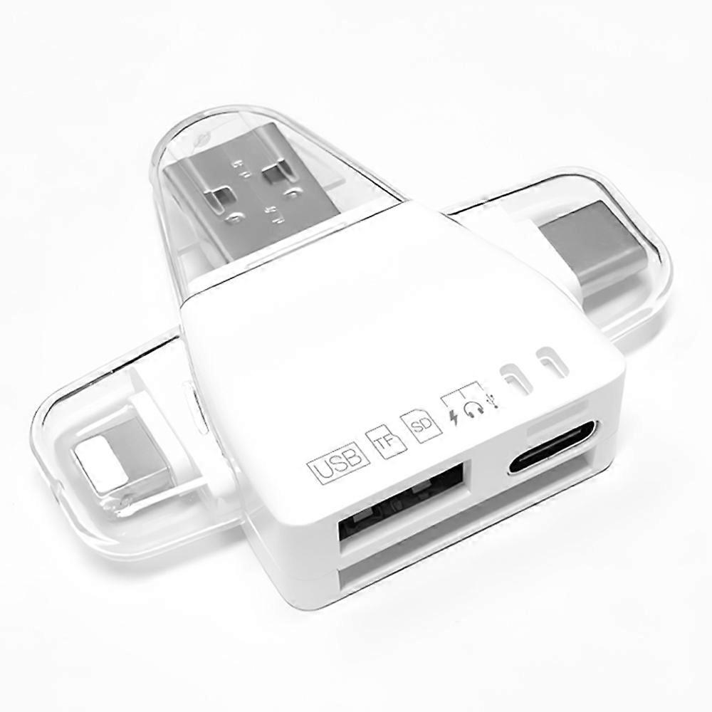 USB/8-Pin/Type-C Plug Card Reader USB+SD+TF+USB-C Memory Card U-disk Hard Disk Adapter