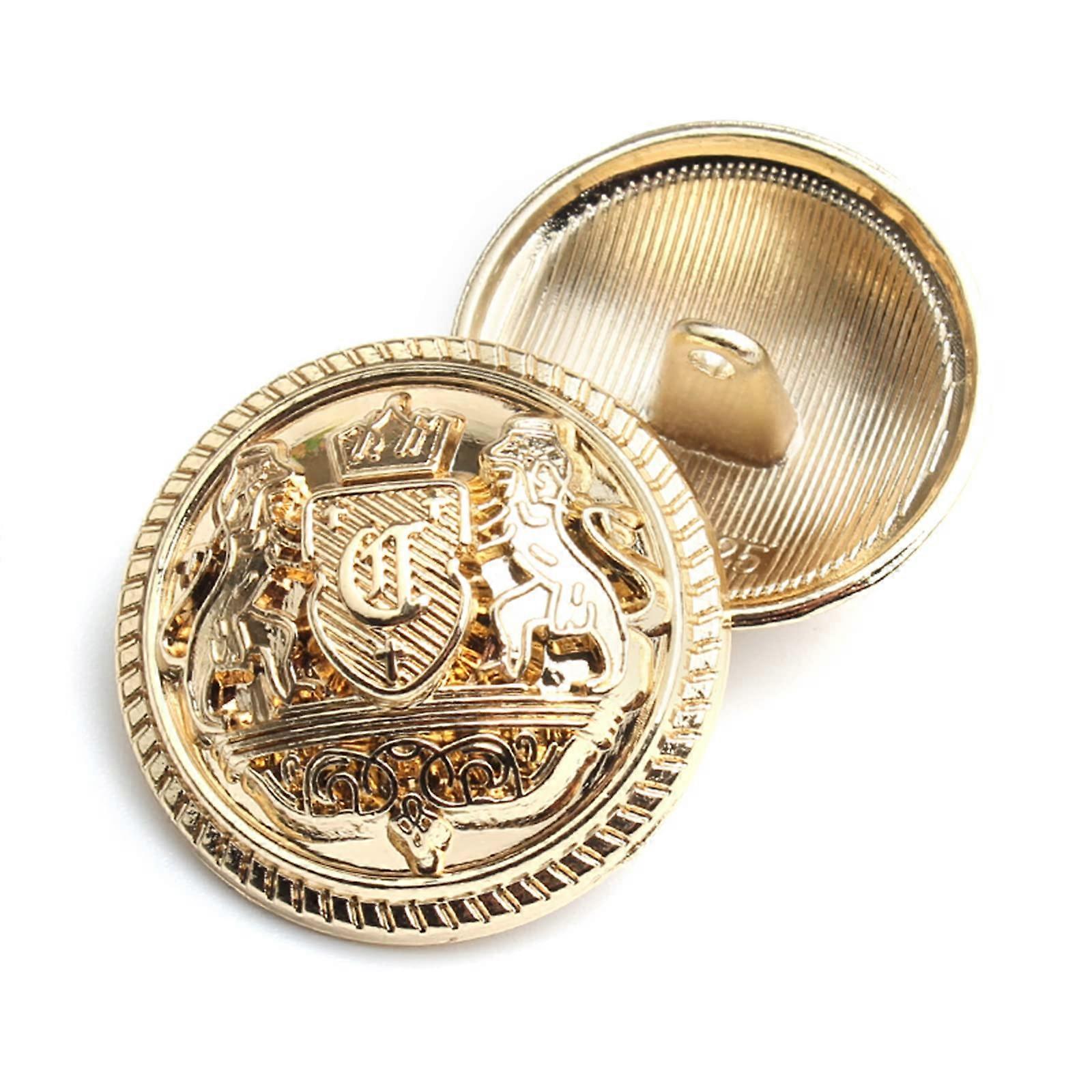 Fashion Decorative Metal Buttons for Coat and Suit, 10-Pack Lace Mesh Surface with Logo, 20mm Size