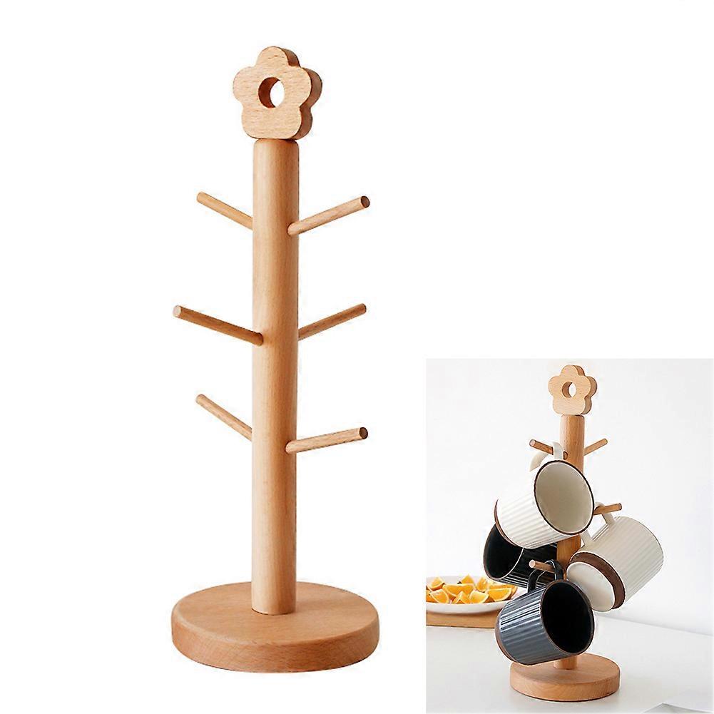 Versatile Solid Wood Mug Organizer, Practical Countertop Drying Rack For Kitchen And Office