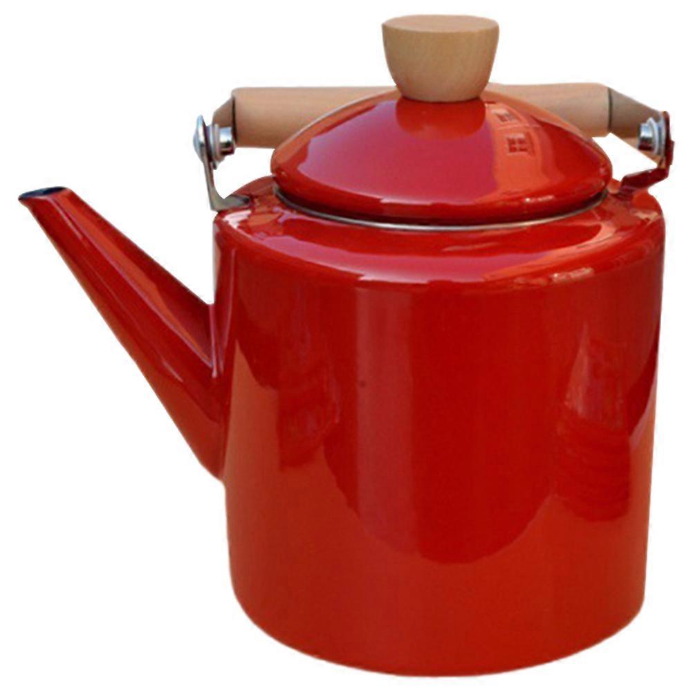 Enamel Stovetop Tea Kettle with Handle   Japanese Design for Gas and Induction Cookers, Ideal for Tea and Mulled Wine