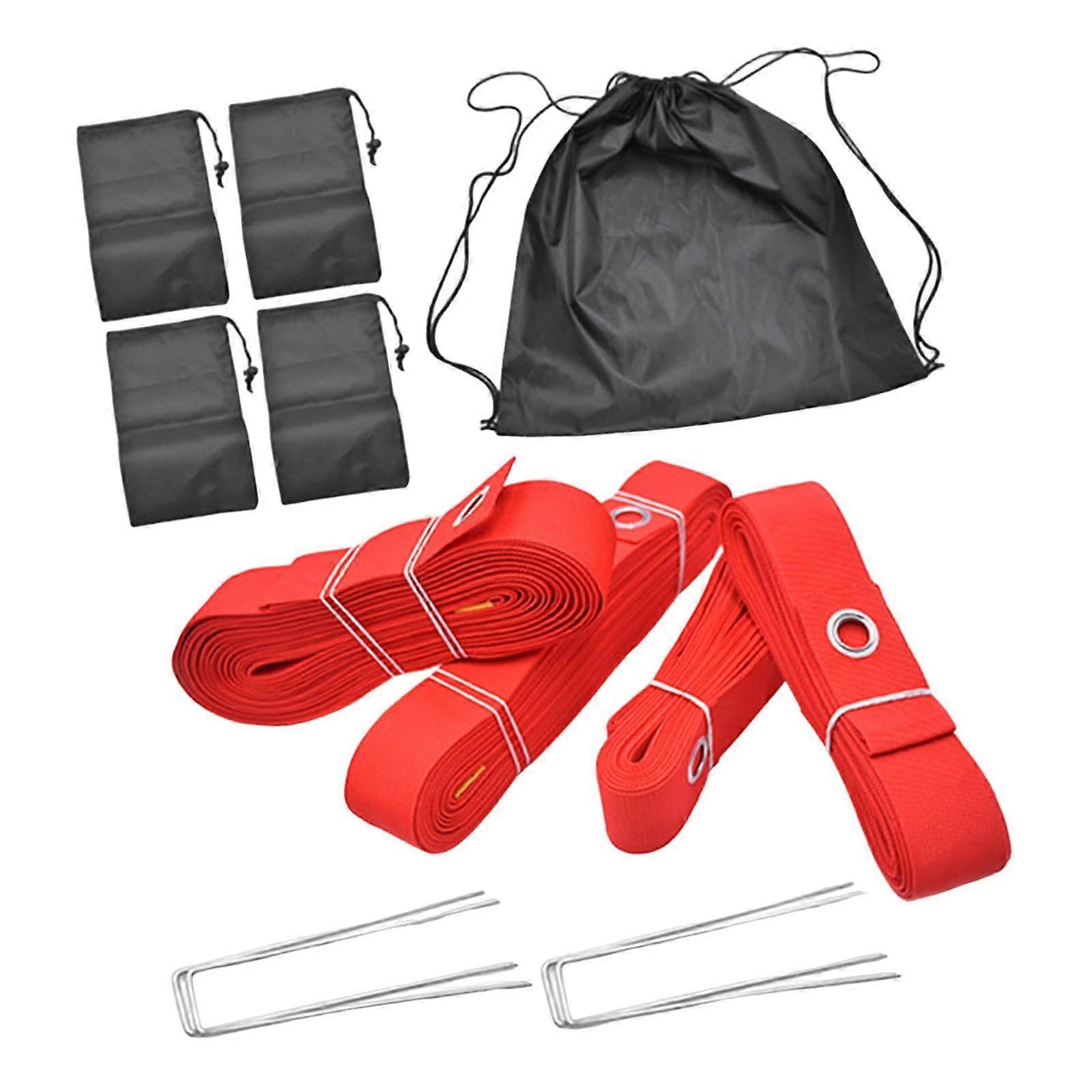 Sand Beach Volleyball marking set,,, Versatile Accessories with metal anchors, 16 M And 8 M tape Red