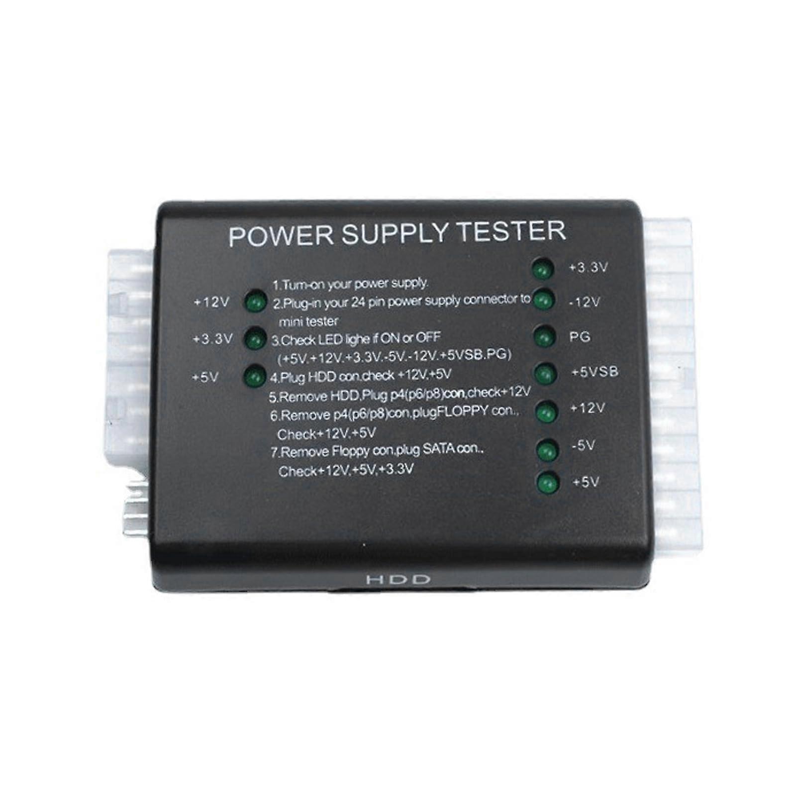 PC Computer Power Supply Tester LED Indicator 20 24 Pin Diagnostic Tool Anode Cathode Testing 12V
