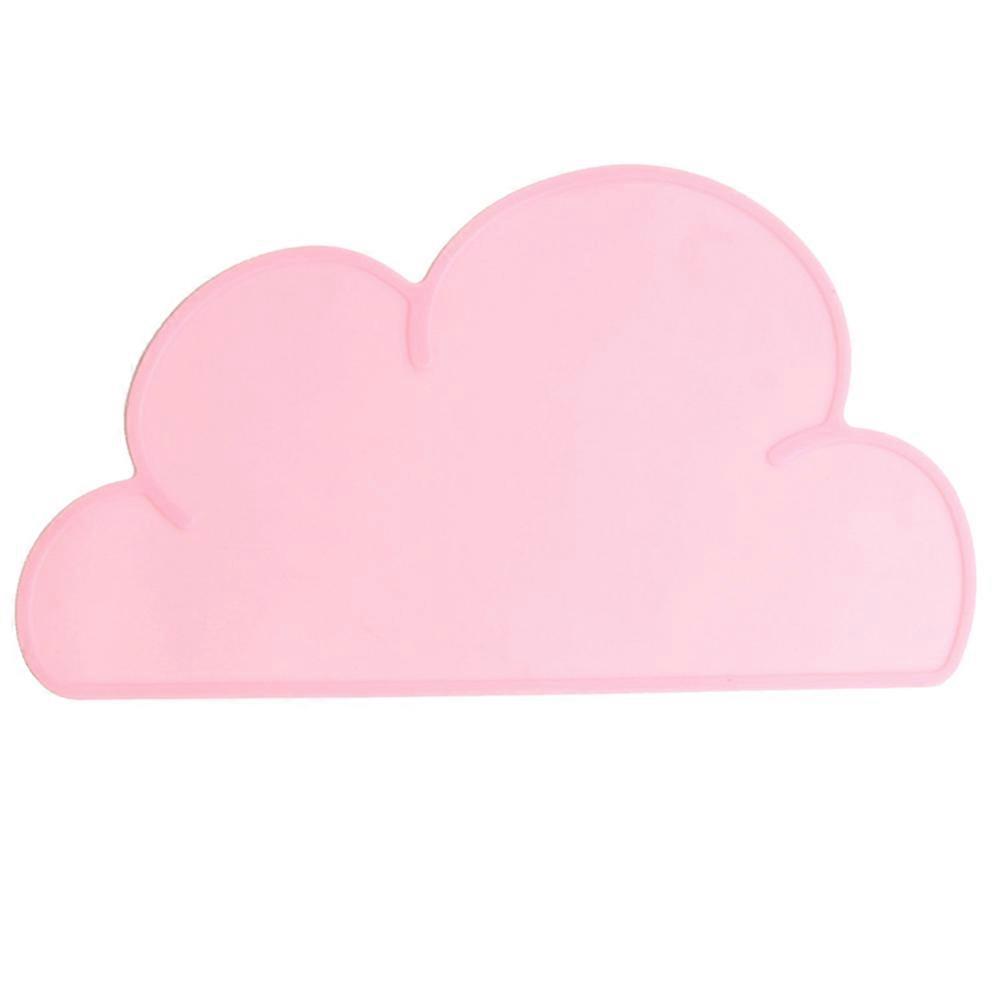 Silicone Kids Placemat Toddler Table Mat For Eating Cloud Shaped Pink Camping Friendly 16.9x9.1x0.1Inch 1Pack