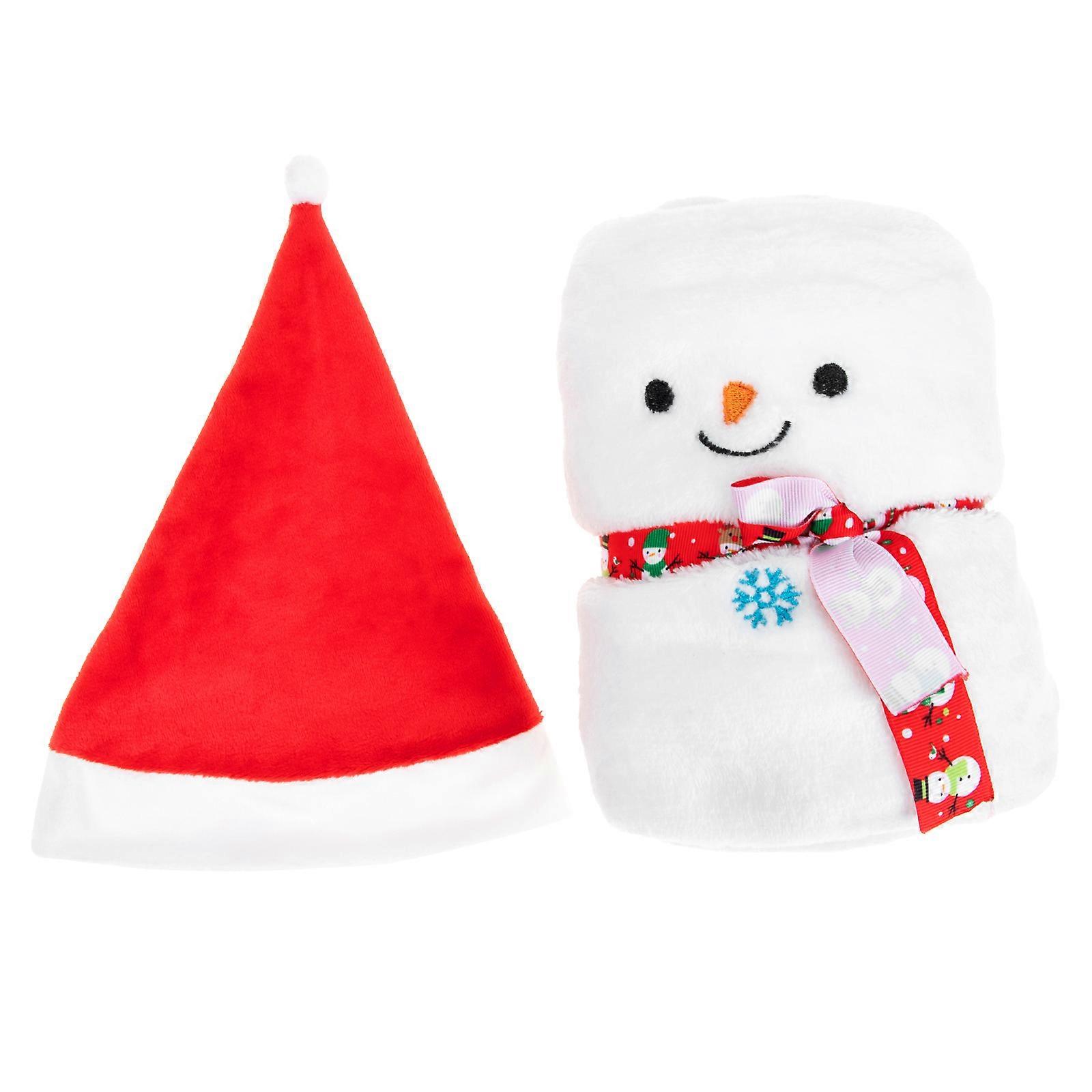 Snowman Blanket Flannel Warm Camping Air-Conditioned Room Use 100x80cm Cartoon Design for Children 1Pcs