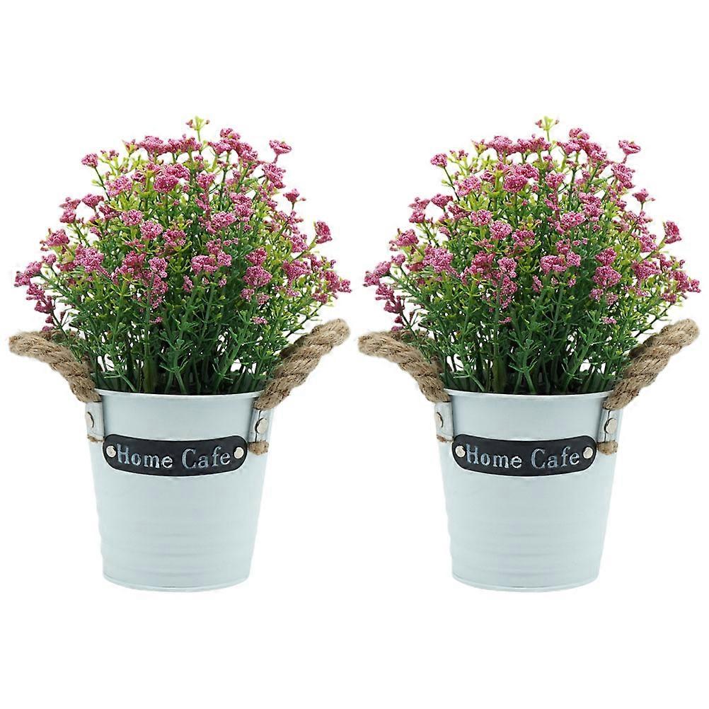 Home Ornaments Artificial Bonsai European Style Desktop Decor Rosy 23X17X17CM Decorative 2Set