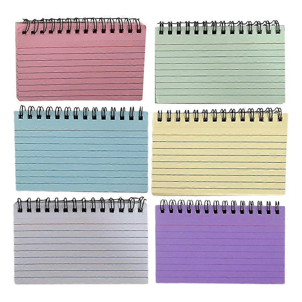 6pcs Spiral Notebooks, Lined Memo Pads, Portable Index Cards for School, Office & Home, Easy Carry Design
