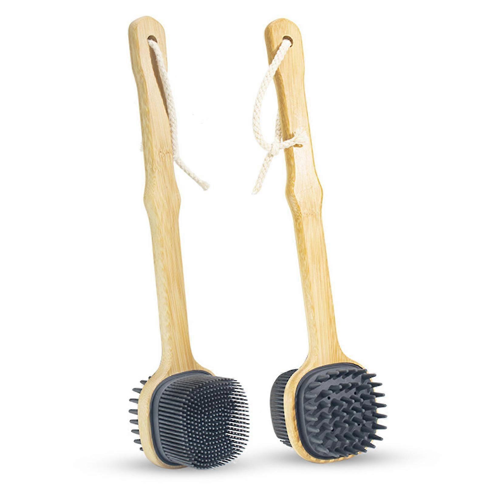Silicone Scrubber Handle Bath Brush Soft Dual-sided Back Scrubber For Frozen Shoulder Men And Womer 0619