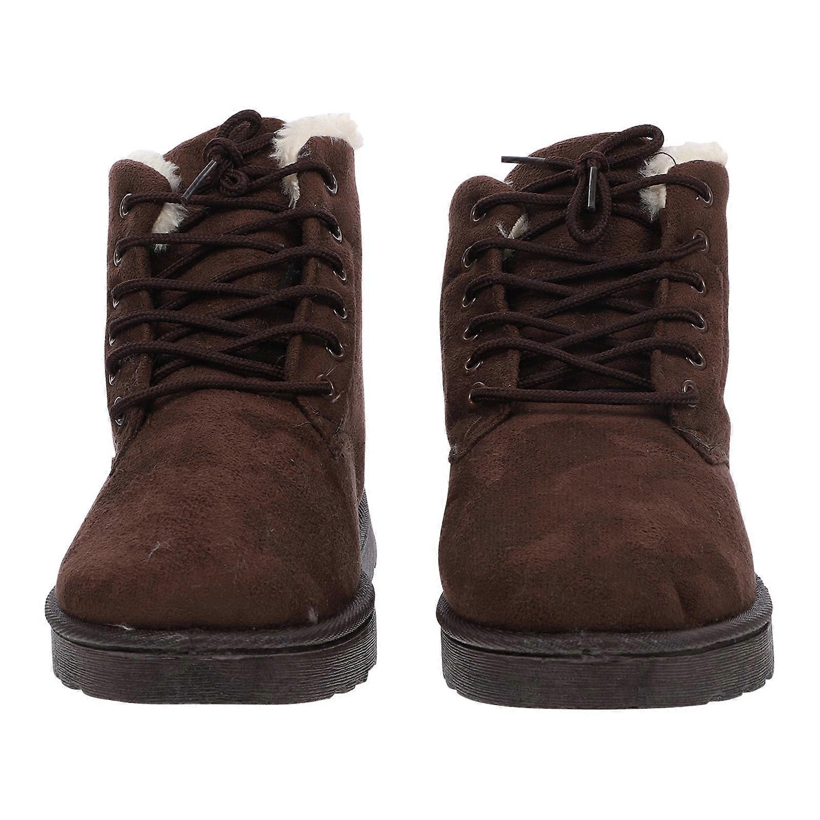 Snow Boot Women Student Snow Boots Warm Anti-slip Flat Heel Winter Travel Daily Use Coffee Size 40 1 Pair