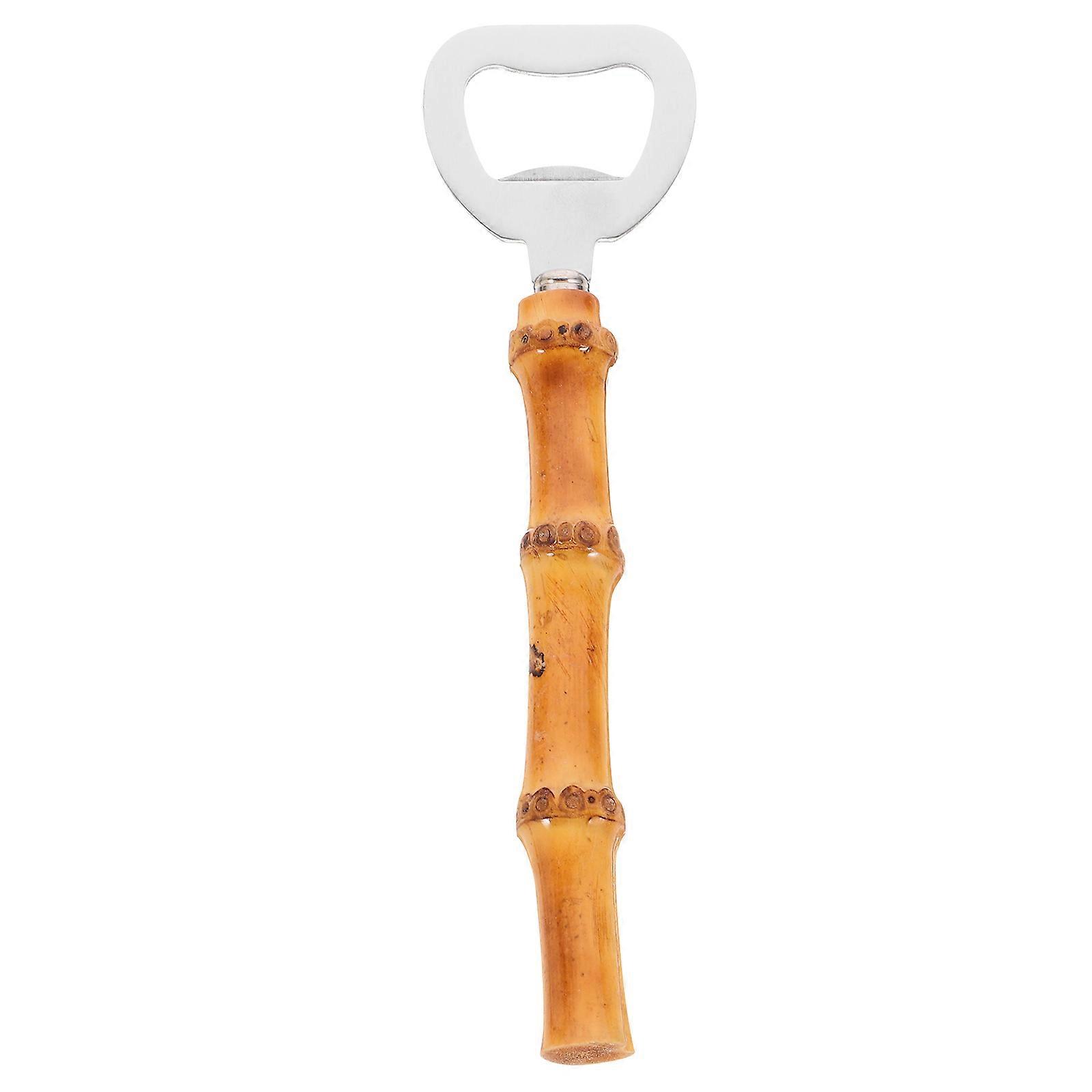 Compact Stainless Steel Bottle Opener with Bamboo Handle Opening Bottles for Daily Use in Restaurants and Bars 1Set