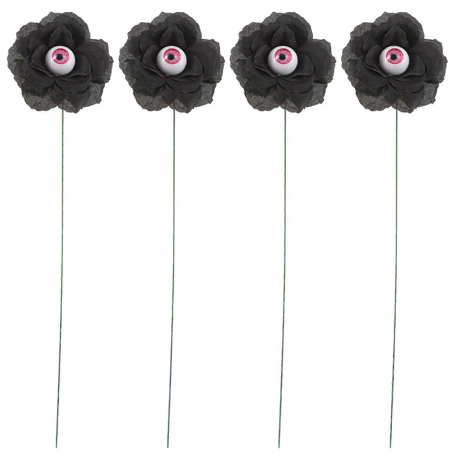 Halloween Yard Decoration Rose Shape Metal Material Red 30x7cm 4Pcs