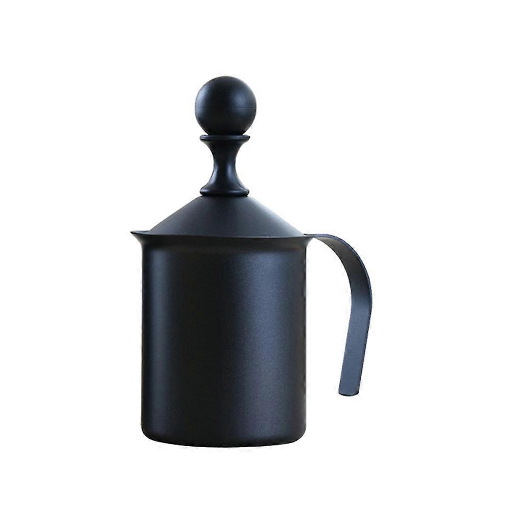 Latte Maker Stainless Steel Milk Frother Manual Utensil Home Use 400cc Round Shape 1Set