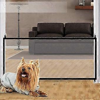 Pet Safety Gate Mesh,Black Folding Mesh Dog Gate 70.8 * 30in Nylon Portable Dog Stair Gate