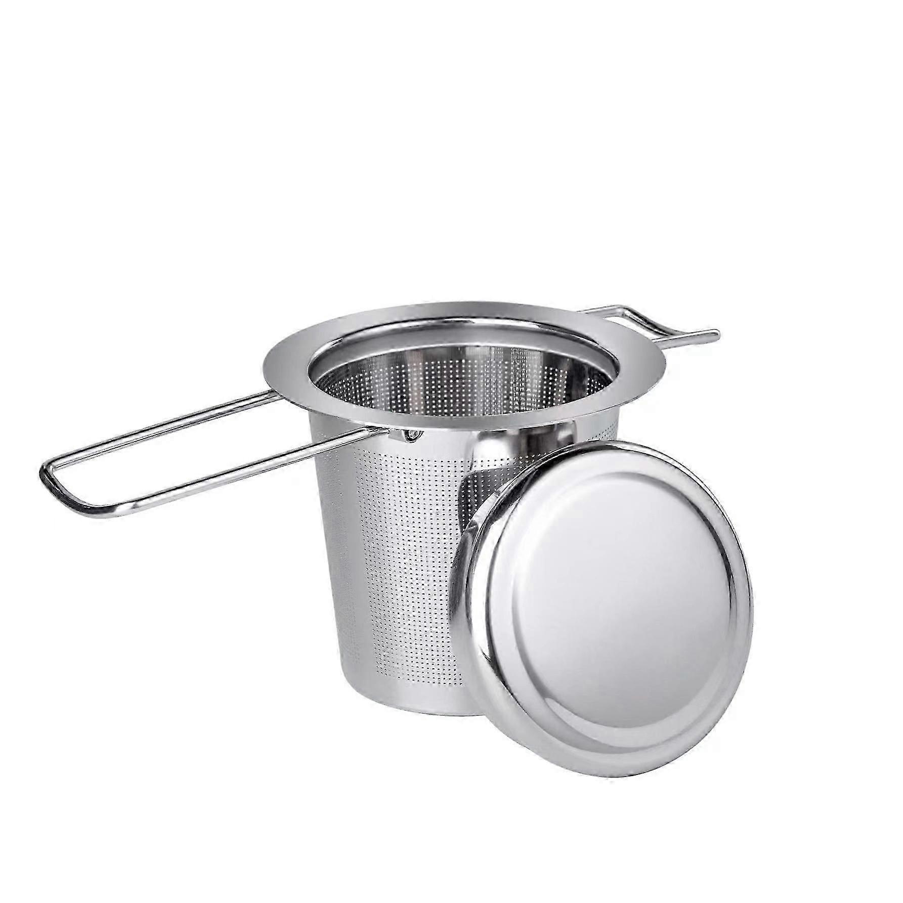 Tesil for løs te laget av 304 rustfritt stål - tesil for kopp, tefilter rustfritt stål med lokk og sammenleggbare håndtak - finmasket og finmasket en