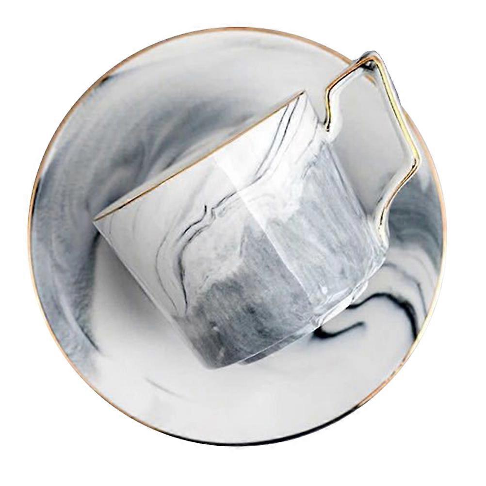 Grey Marbling Coffee Cup Set Simple Design Office Use 200ML Anti-slip Saucer 1Set