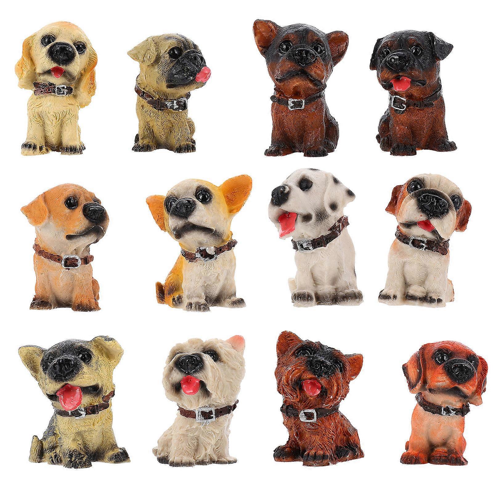 12PCS Dog Figurines Desktop Ornament Puppy Decorations for Home Hotel Cafe Tabletop Adornment Gift