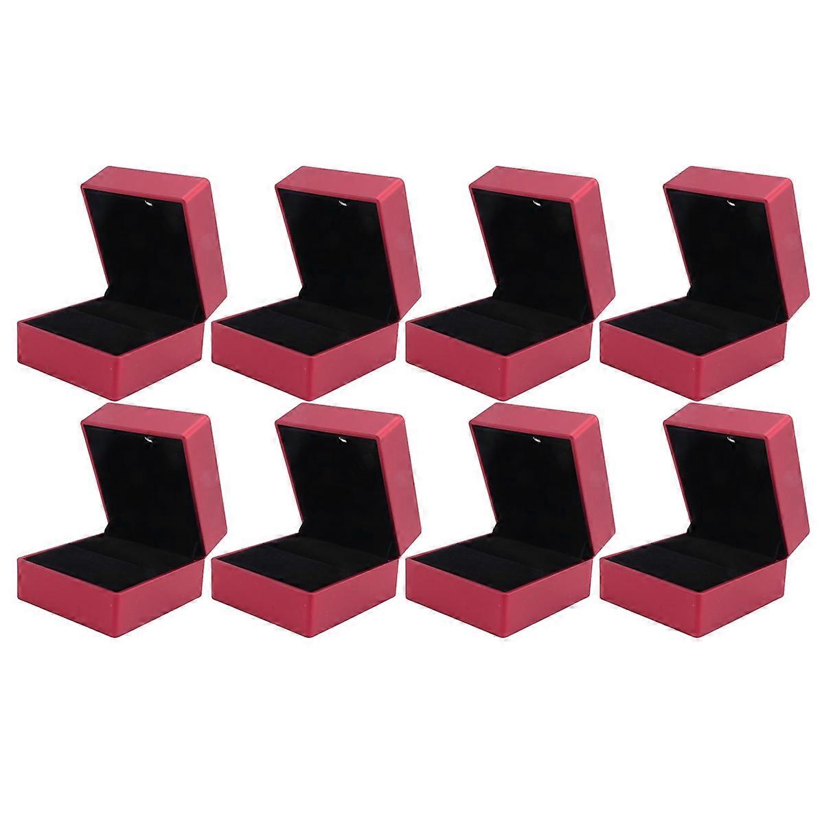 Rings Display Box Storage Soft Velvet LED Light Red