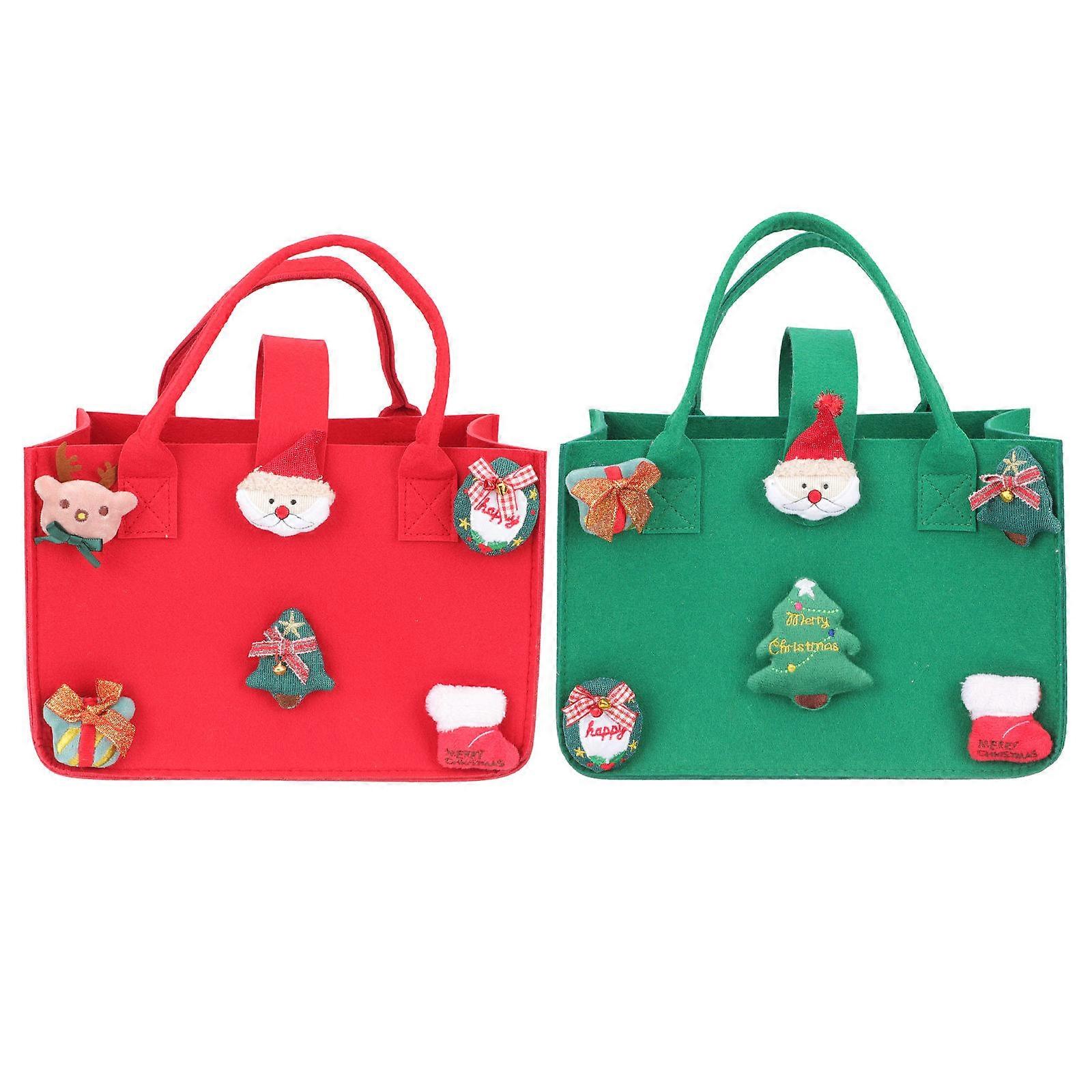 Felt Bags Christmas present Wrapping Small Treat Bags Red Rectangular For Babies 2Pcs