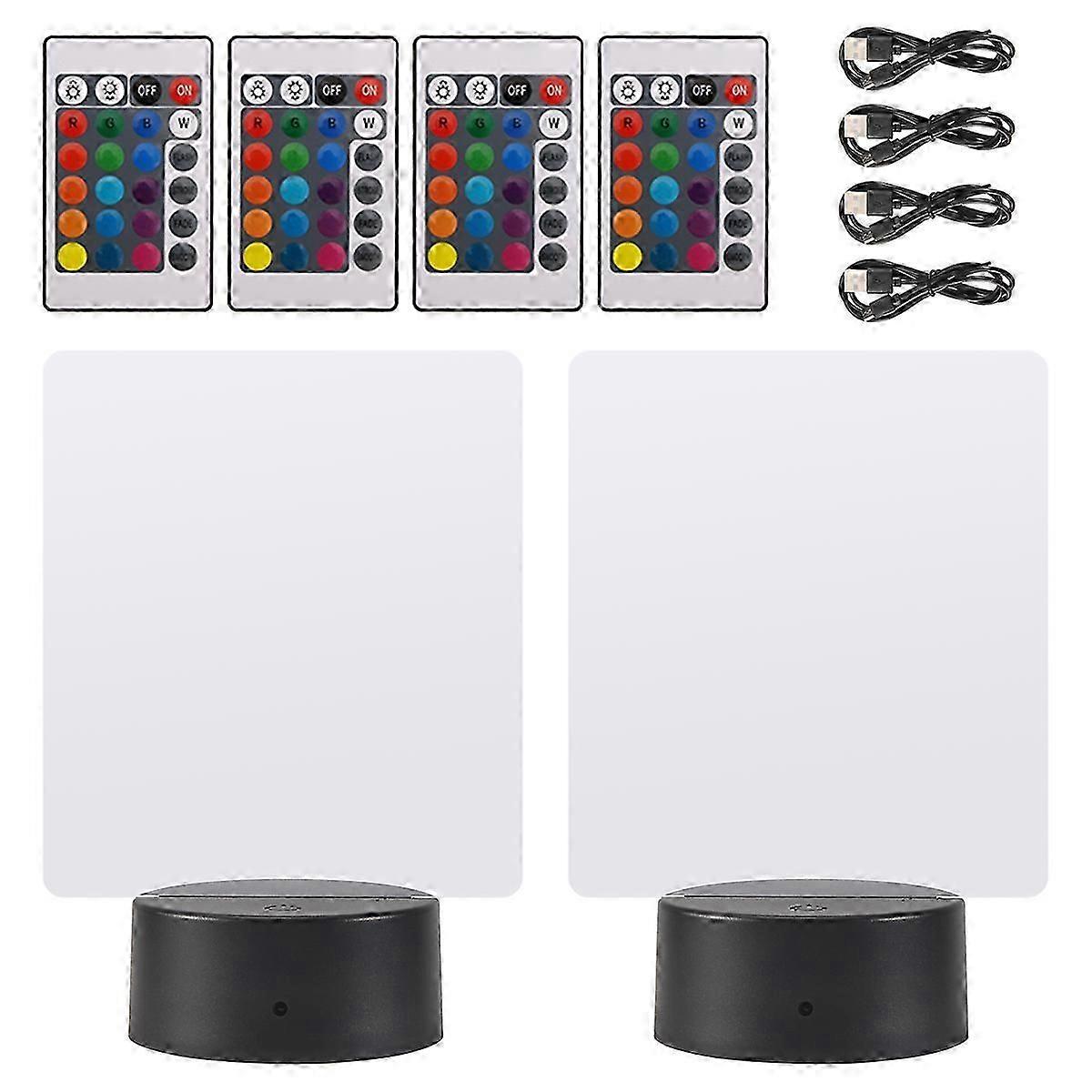 3D Night LED Light Lamp Base with 4 Clear Acrylic Sheets 4 Remote Controls