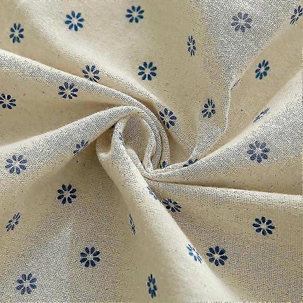 Printed Cotton Tablecloth 90cm with Tassel Lace, Dustproof Rectangular Table Cover in Milky