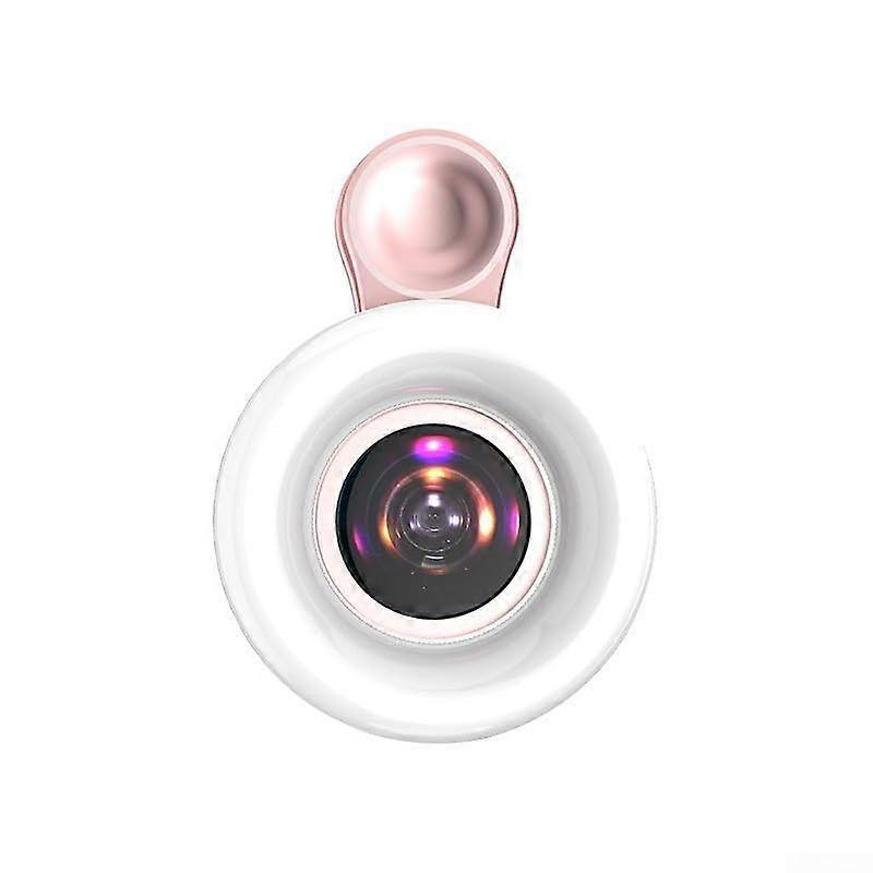 Improve the photography of your smartphone with 15x macro lens and adjustable LED ring light, portable and easy to use (pink).