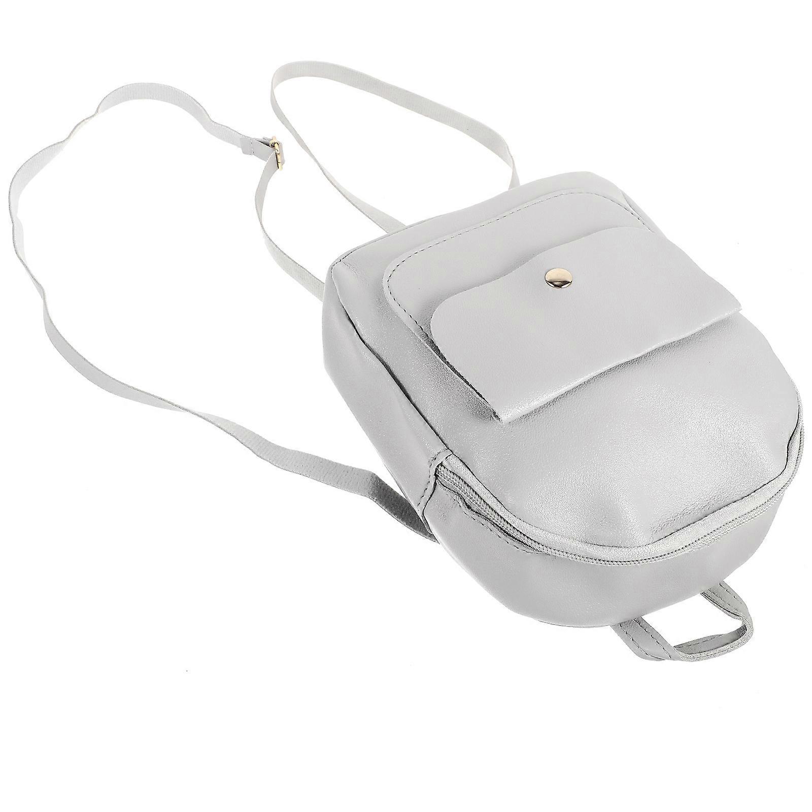 Women Mini Backpack Small Shoulder Bag Storage For Vacation Light Grey 7.9X7.1X2.8in 1Set