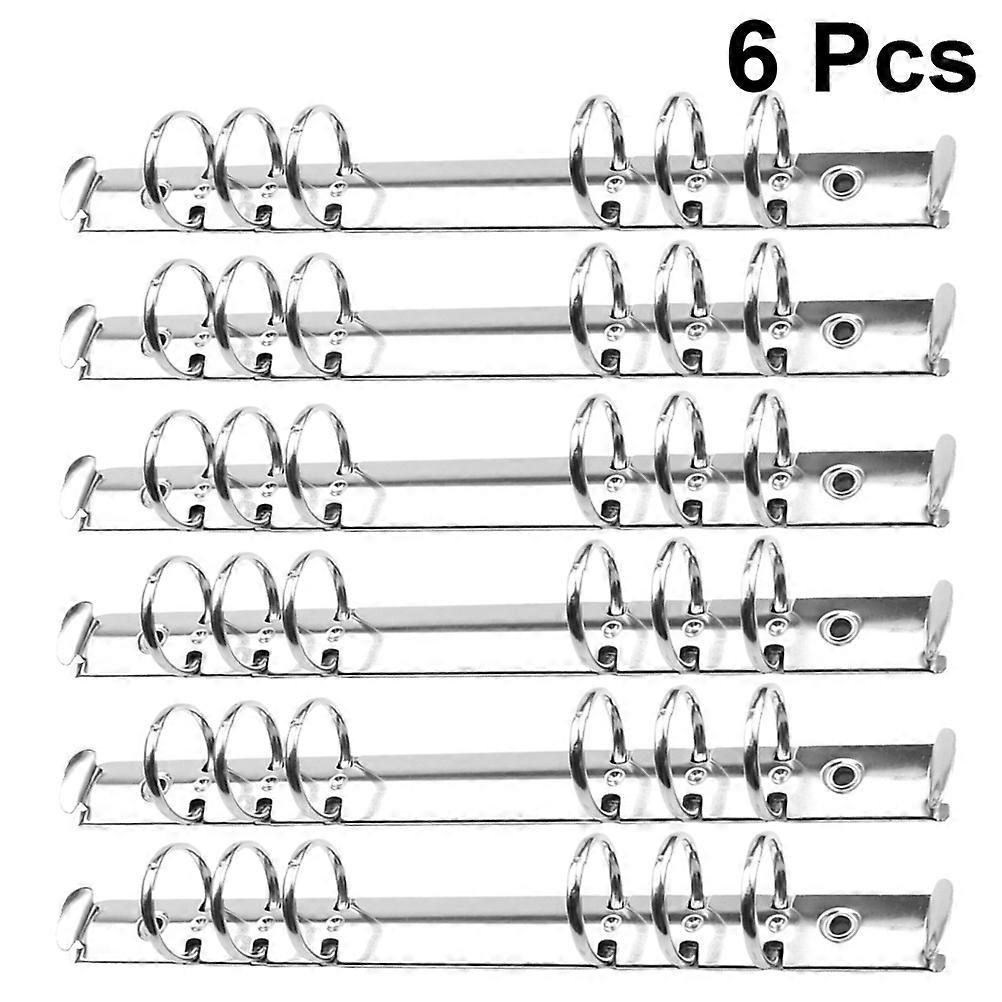 6pcs Silver Metal Loose Leaf Binder Rings Clips for Scrapbook, File Folder, Stationery & Office Use – Lightweight, Portable & Secure Fastening