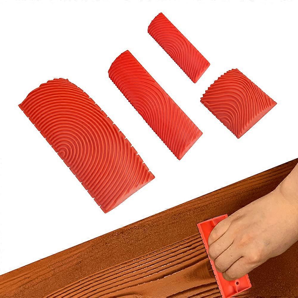 Wood Grain Tool, Pack of 4 Wood Grain Stencil, Graining Tool, Rubber Painting Tool