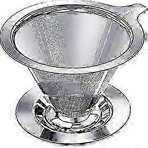 Stainless Steel Pour Over Coffee Maker, Paperless Filter for Single Cup Brew, Double Mesh Design