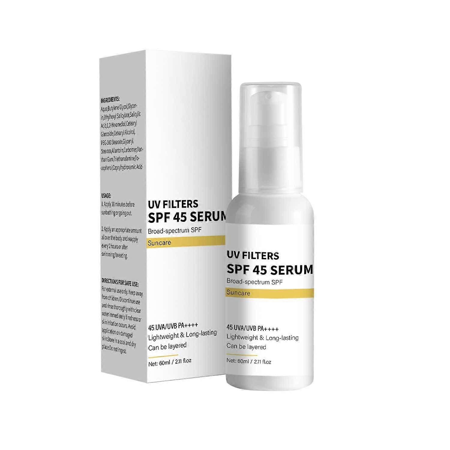 Spray Solaire Hydratant Sérum SPF 45, Soin Solaire SPF à large spectre, Protection SPF 45 UVA/UVB, Léger & Longue Tenue & Rafraîchissant