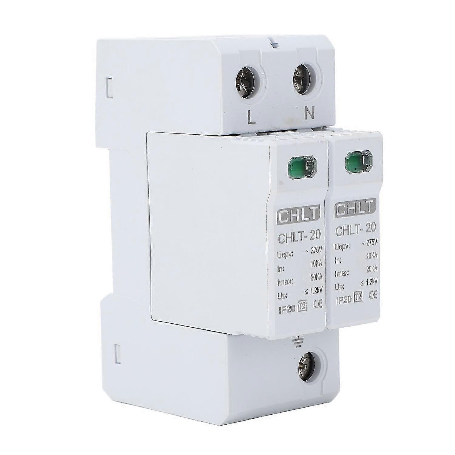 Surge Protector 2P 10‑20KA AC SPD 35mm Rail Installation Surge Protective Device for Home 275VAC SZRH