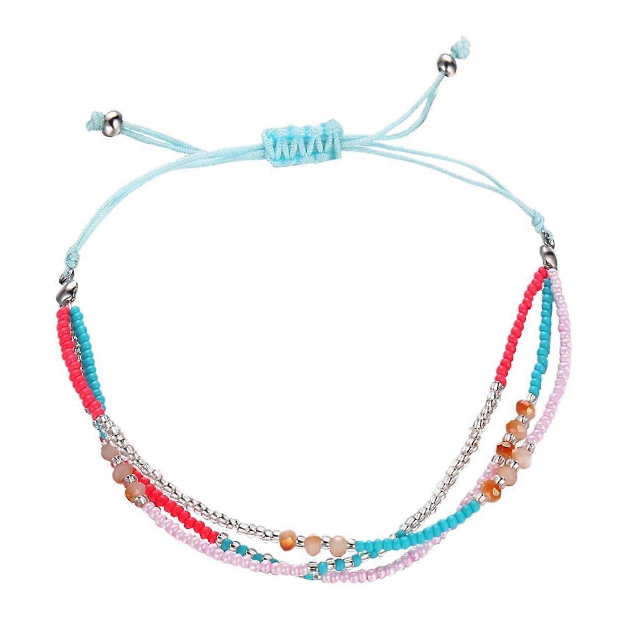 1 piece Colorful Tassel Bracelet with MultiLayered Beads Handmade Women's Bracelet for Folk Style Adjustable and as Anklet for Summer