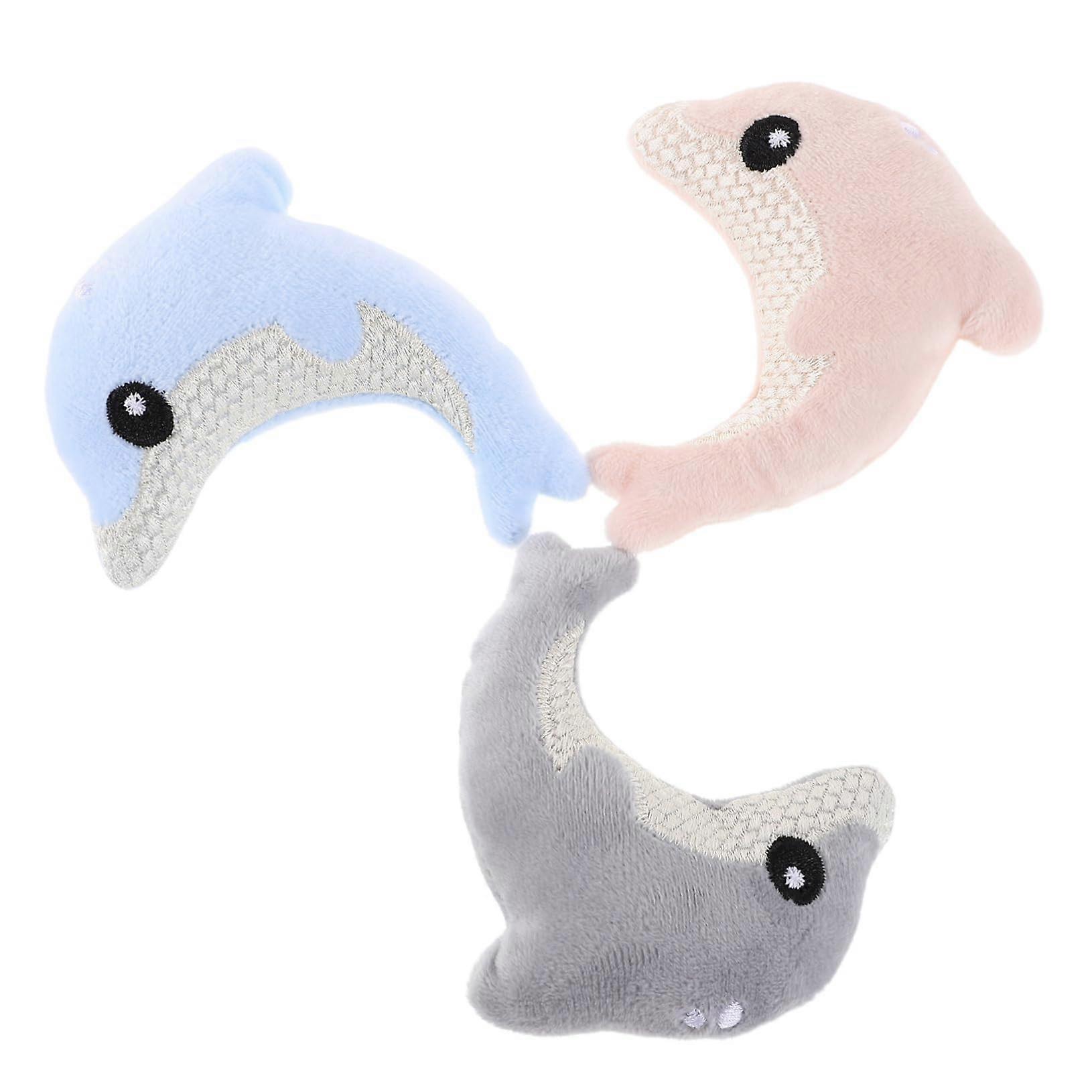 Dolphin-shaped Cat Toy 3-piece Set Plush Indoor Interactive Kitten Accessory for Indoor Cats