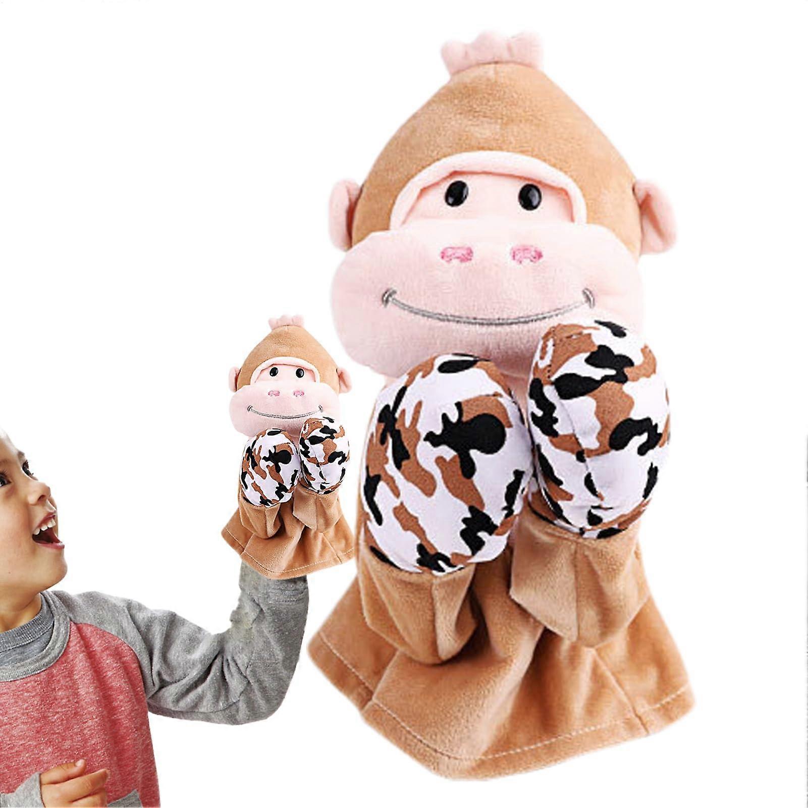 Kung Fu Animal Hand Puppet for Kids, Plush Toy with Sound Effects, Educational Storytelling Monkey Doll