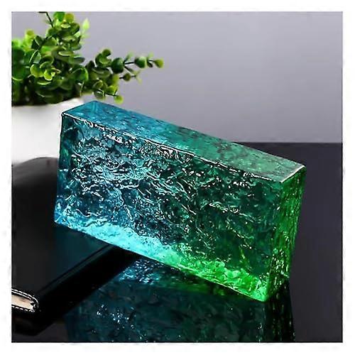 Transparent Glass Block – Crystal Stones for Hotel Partitions, Modern Design, Durable, 7.8x3.9x1.9in Blue/Green