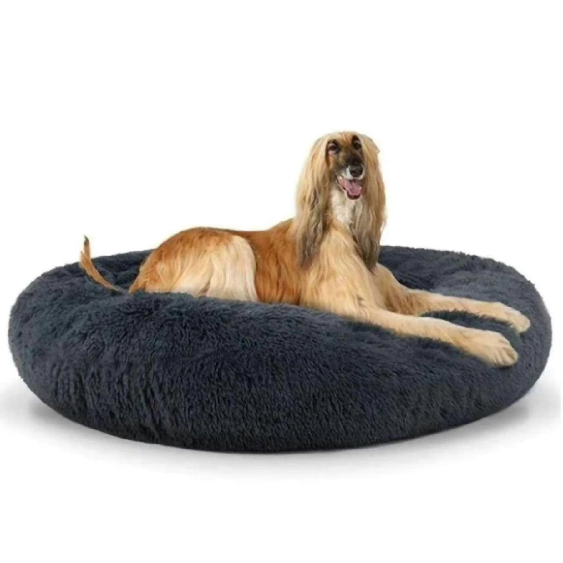 Washable Calming Comfy Donut Style Plush Pet Bed for Cats or Dogs