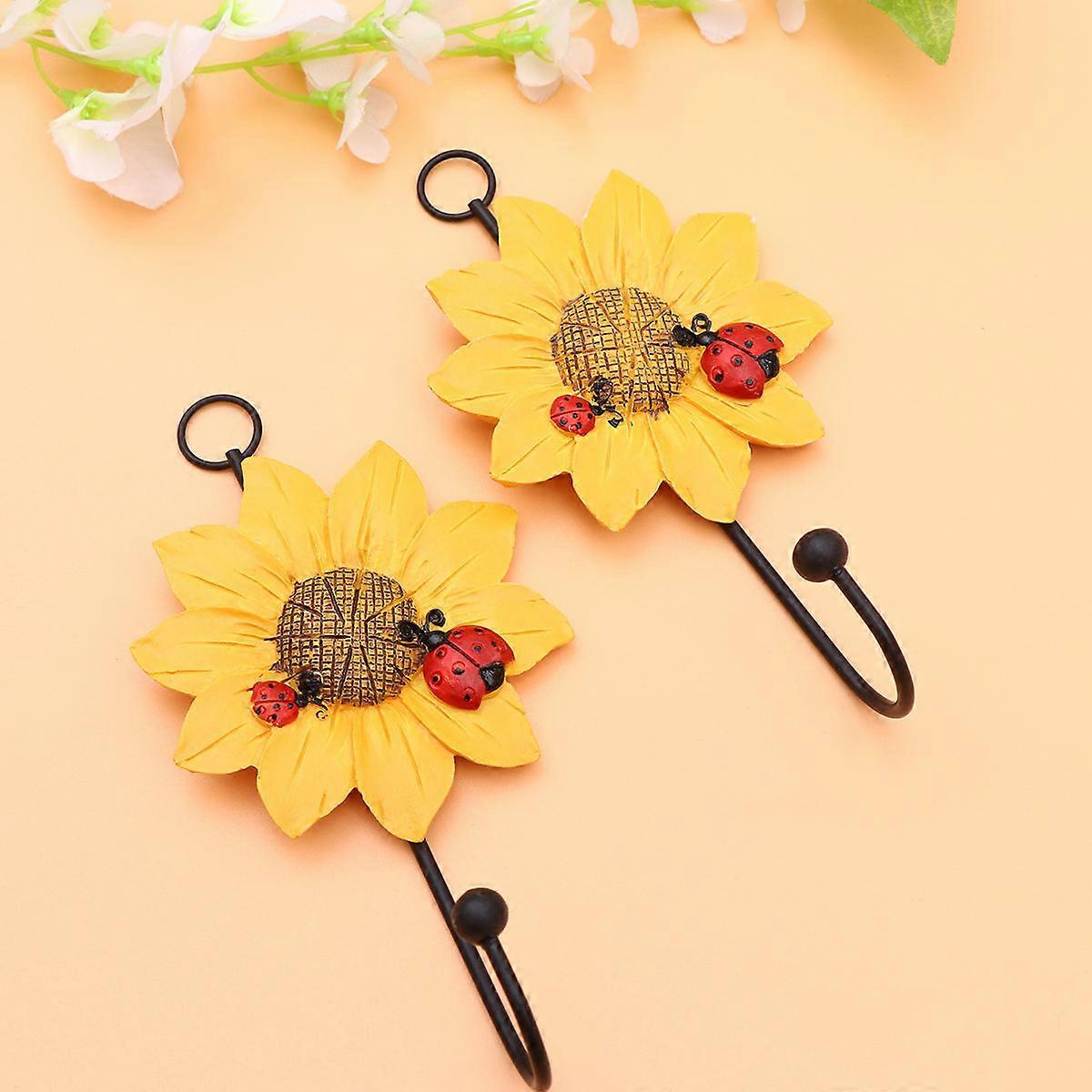 Decorative Yellow Wall Hook Organizing Keys Towels Belts For Home 4Set