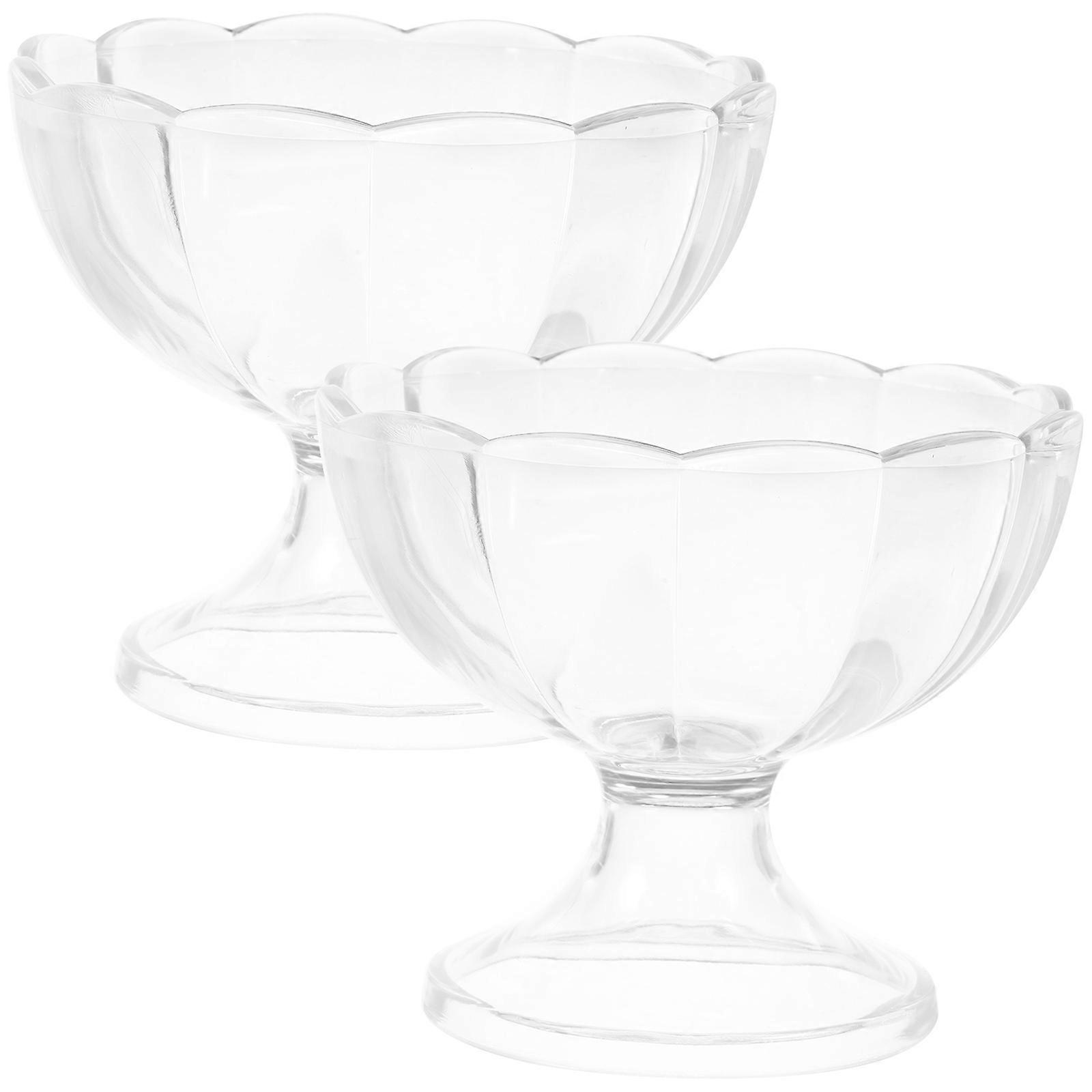 Plastic Footed Bowl for Dessert and Ice Cream with High Base Design Transparent AS Material 2pcs