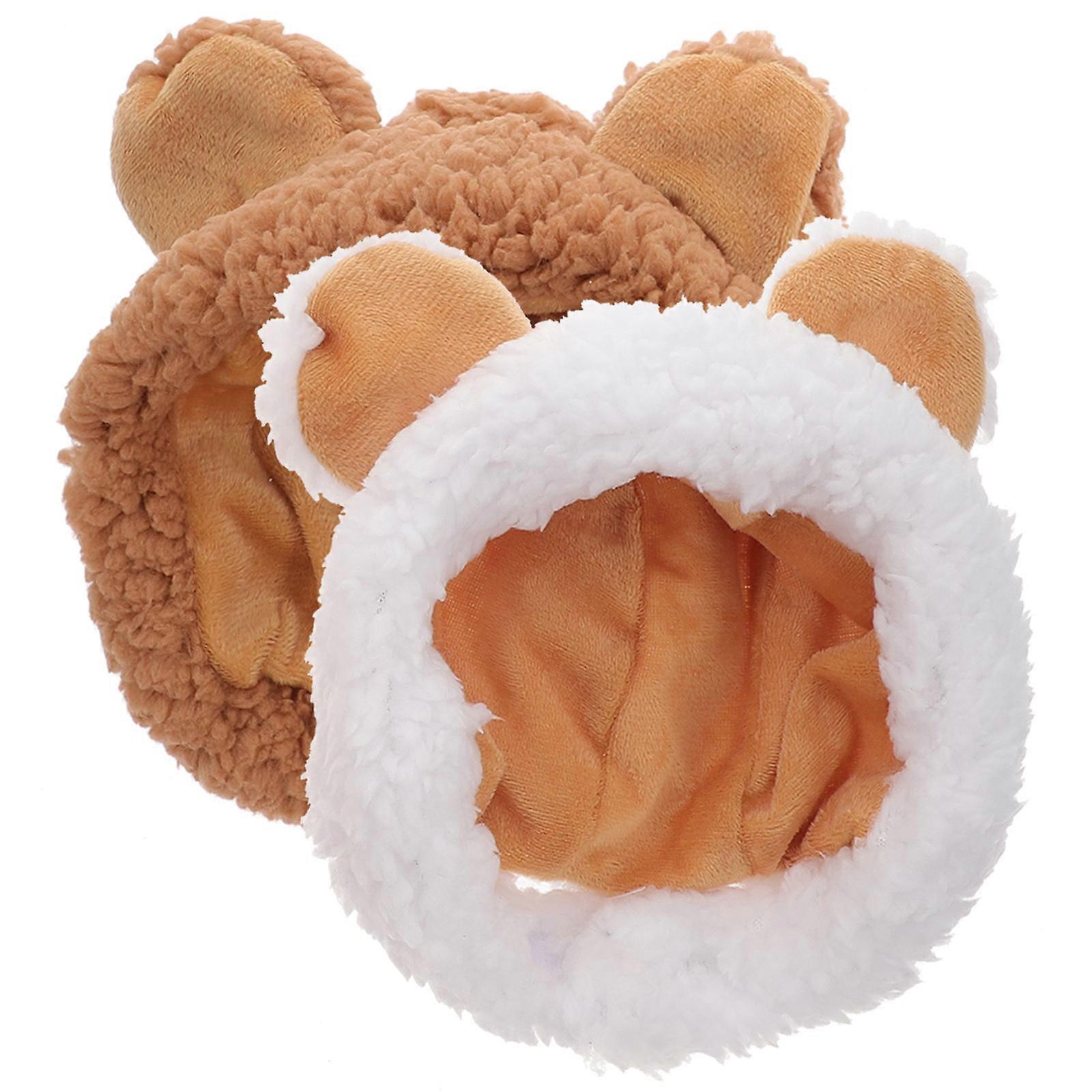 Bunny Ears Washable Cat Costume Cream 18x14cm Winter Walking Small Cartoon Shape 2Pcs
