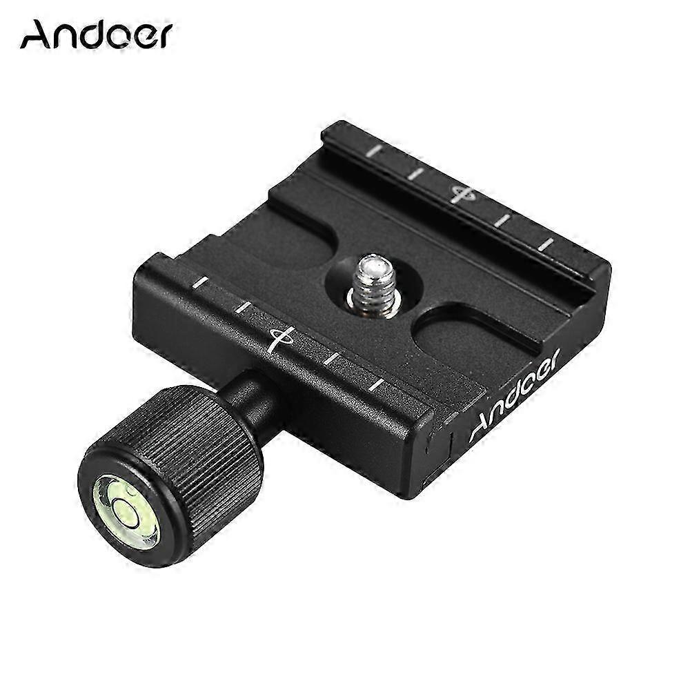 Andoer QR-50 Quick Release Plate Clamp Adapter with Built-in Bubble Level for Arca Swiss RRS Wimberley Tripod Ball Head